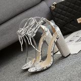 Rhinestones straps transparent sandals