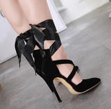 Pointed Ribbon Strap Women Stiletto